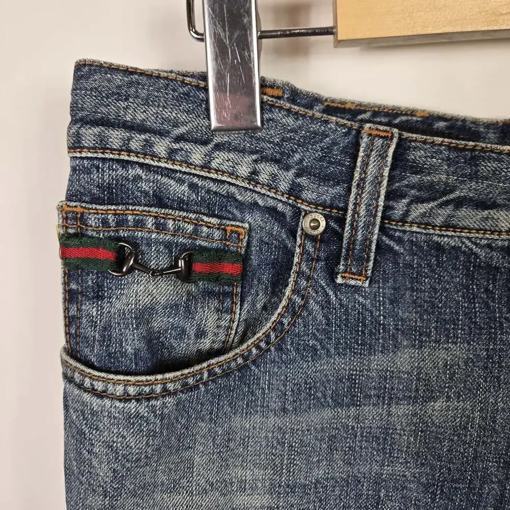 Gucci Skinny Jeans 48 32x26 Cropped Made in Italy Blue Denim Mens Luxury